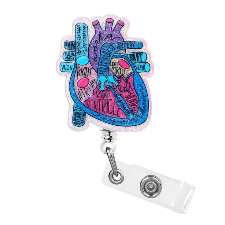 Glittering anatomy heart card holder