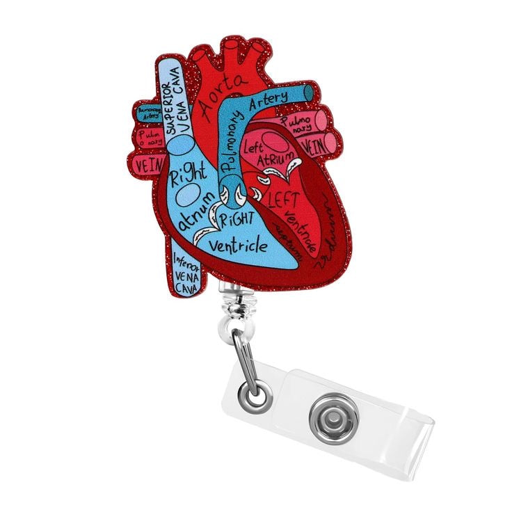 Glittering anatomy heart card holder