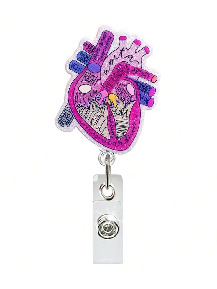 Glittering anatomy heart card holder