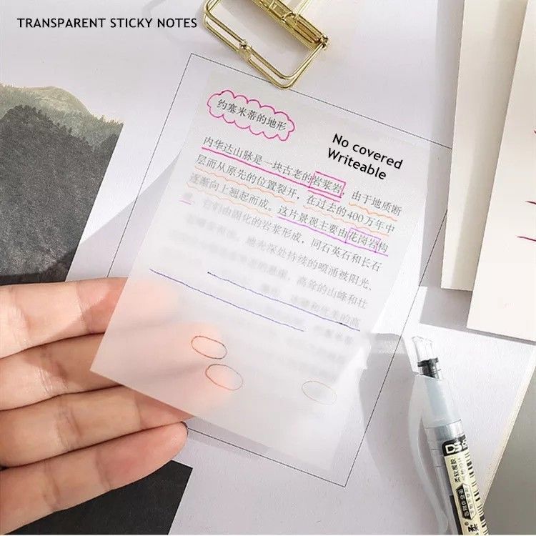Transparent sticky notes