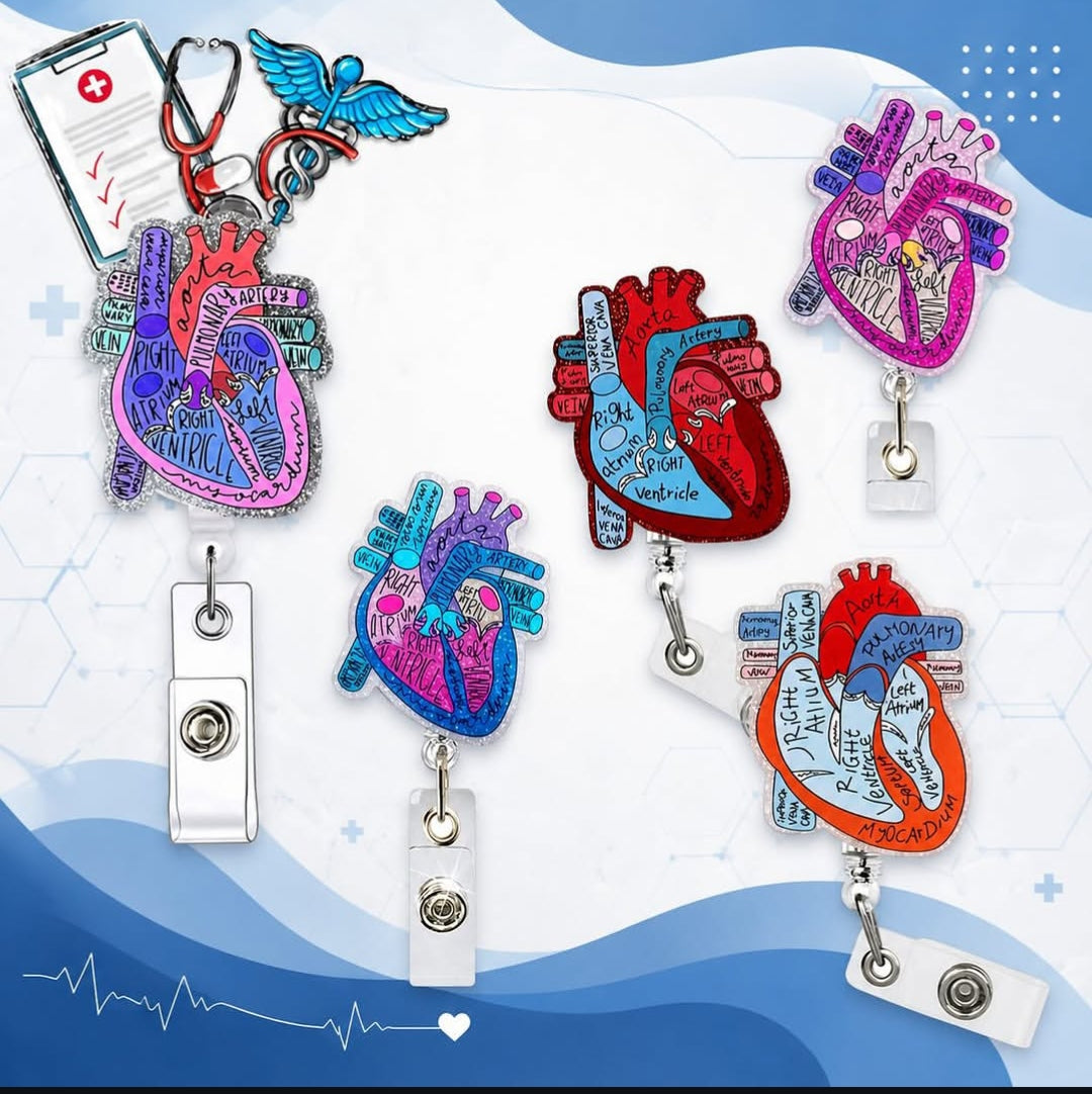 Glittering anatomy heart card holder