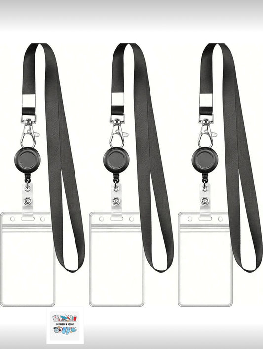Black lanyard card holder